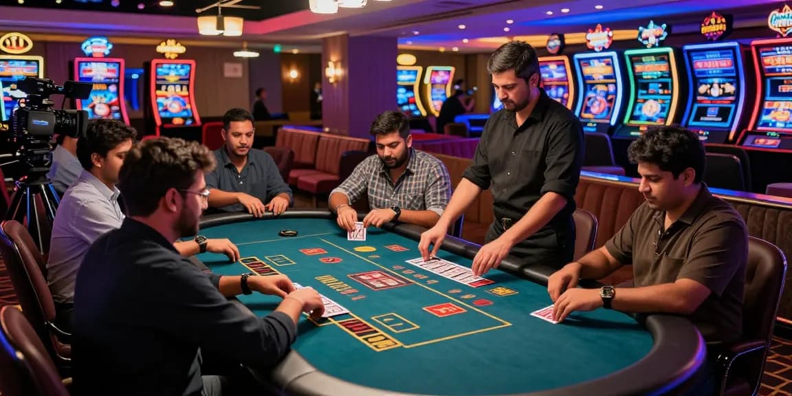 Engaging moment of players enjoying Andar Bahar in a vibrant live casino, showcasing the thrill of real-time gaming.