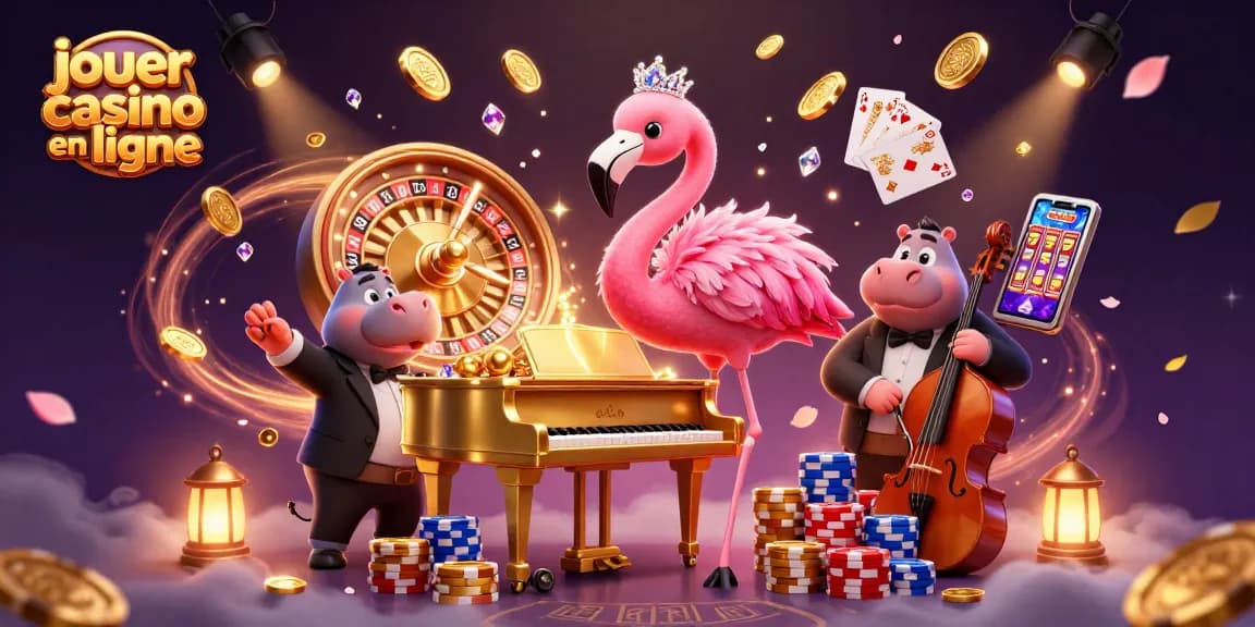 jouer au casino en ligne avec un flamingo chanteur et un hippopotame musicien au piano