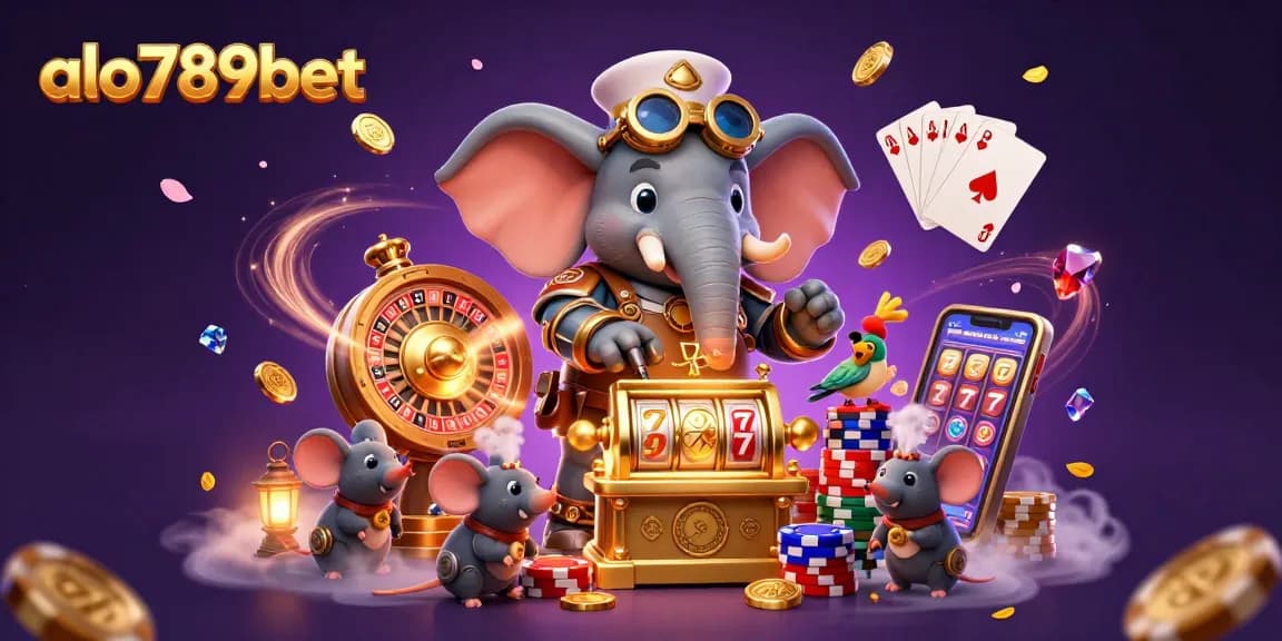 Win big with the lively characters of alo789bet in a dynamic steampunk casino scene filled with excitement.