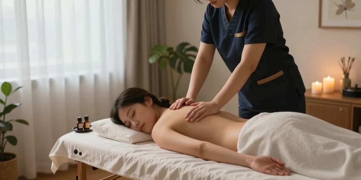 인천출장안마 서비스를 제공하는 마사지 씬, 아늑한 집에서 편안한 마사지 모습.
