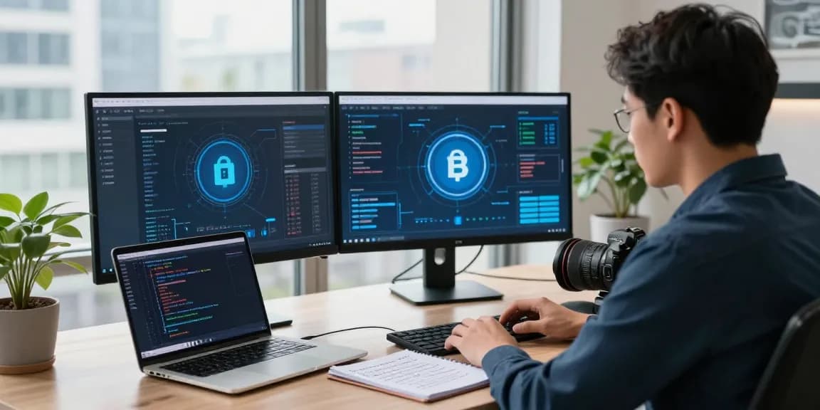 Recover lost crypto with a professional analyzing blockchain data in a tech workspace.