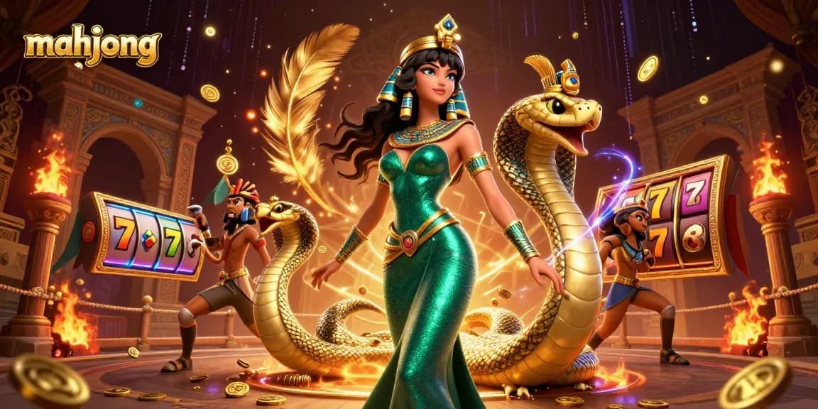 Play mahjong in a vibrant casino atmosphere with winning symbols and dynamic game elements.