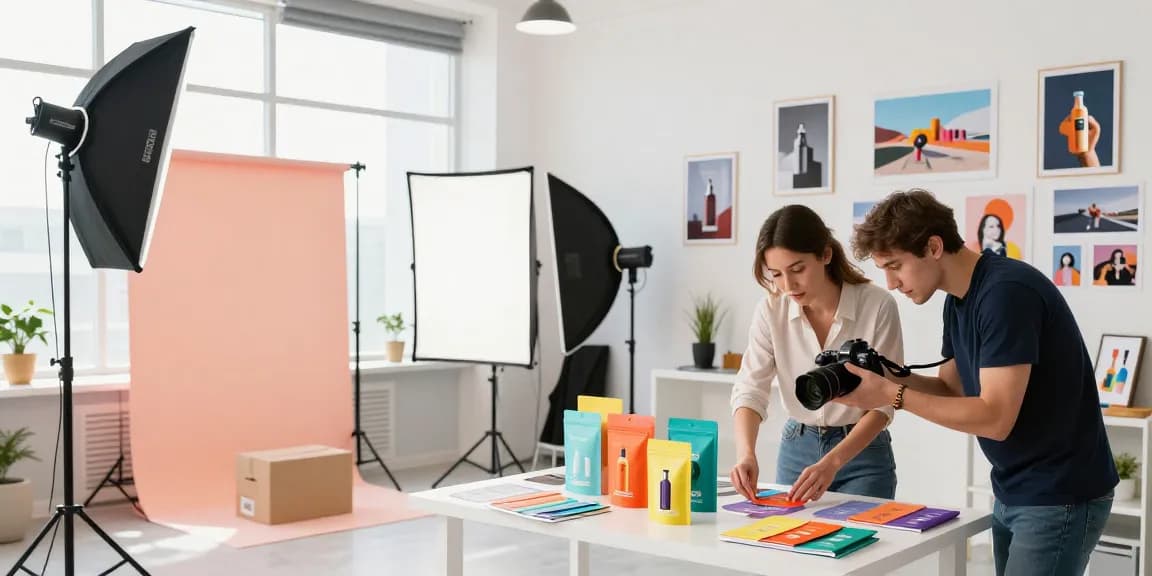 Fotografo pubblicitario Milano cattura prodotti con illuminazione professionale nello studio creativo.