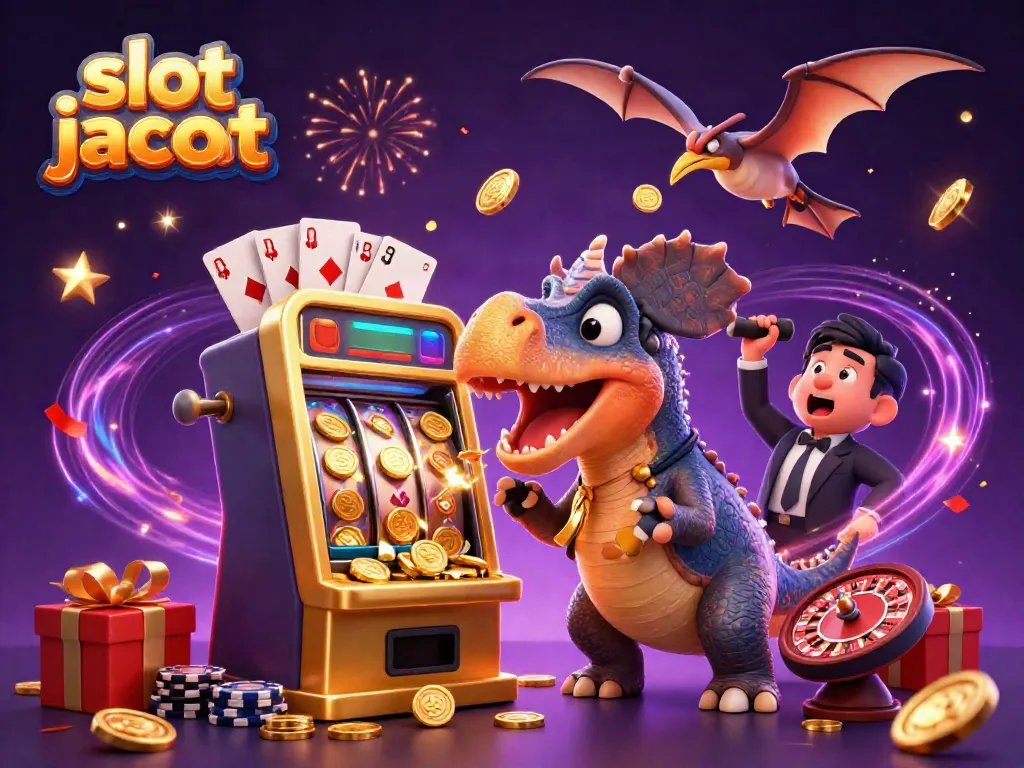 Catch the thrilling slot jackpot in this dynamic 3D illustration with vibrant casino elements.