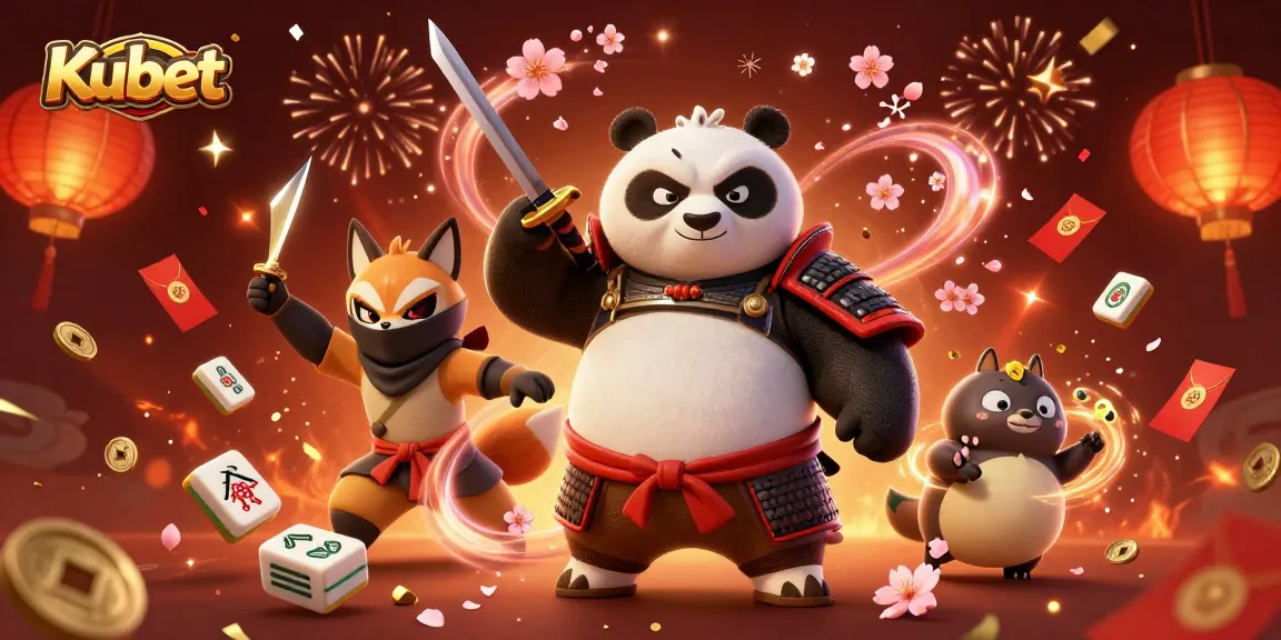 Kubet menghadirkan ilustrasi kasino 3D yang memukau dengan panda samurai dan elemen permainan berkilauan.