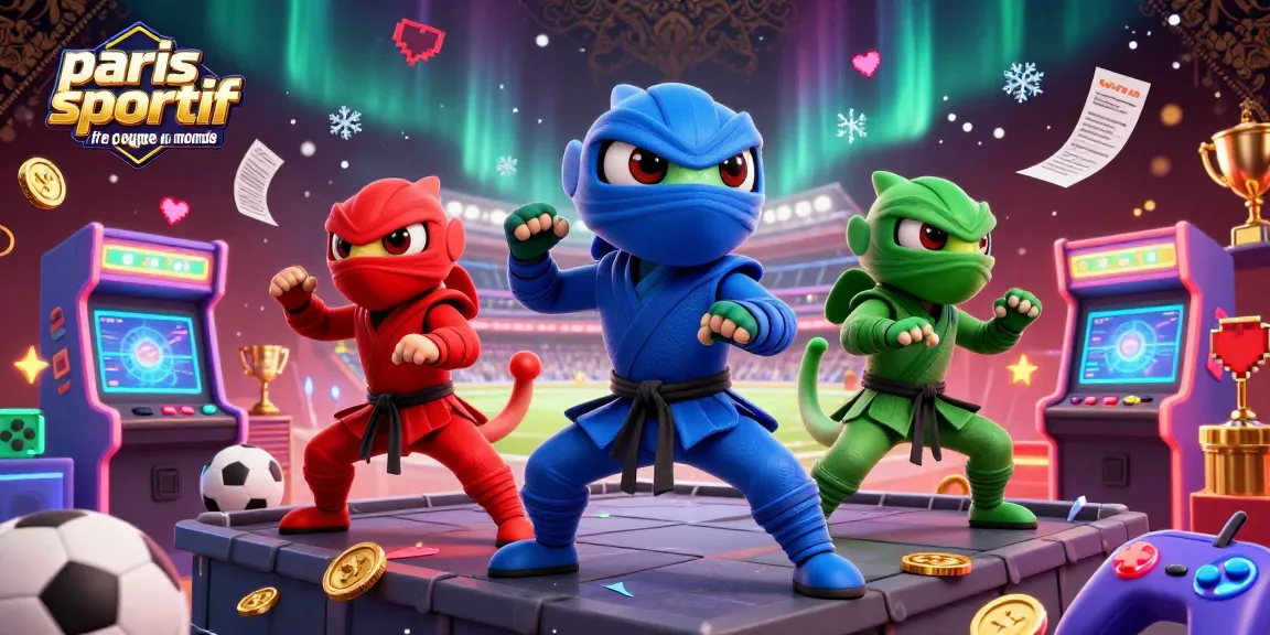 Les paris sportifs pour la coupe du monde avec des ninjas caméléons performants dans un décor dynamique de jeu.