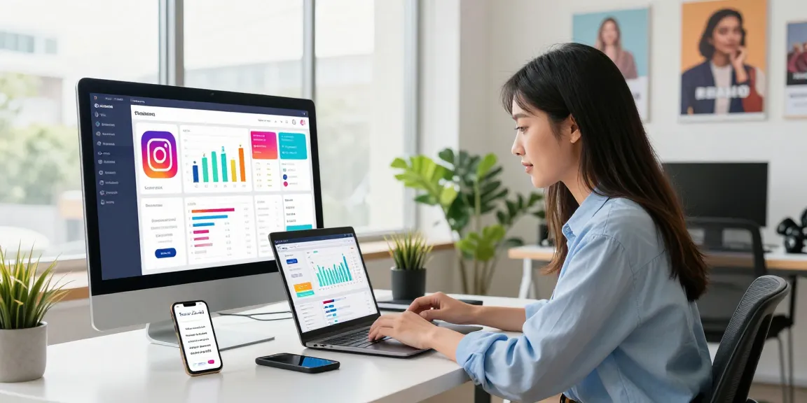 Buy engaging Instagram followers while analyzing growth metrics in a bright workspace.