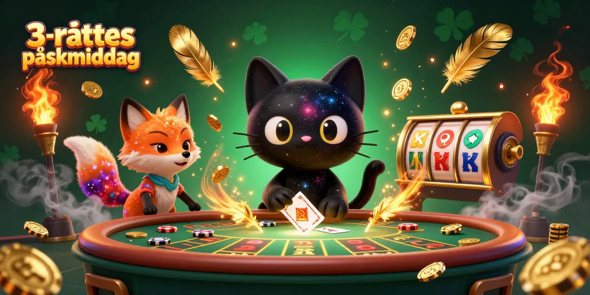 Engage in a vibrant 3-rätters påskmiddag themed casino scene overflowing with rich elements.