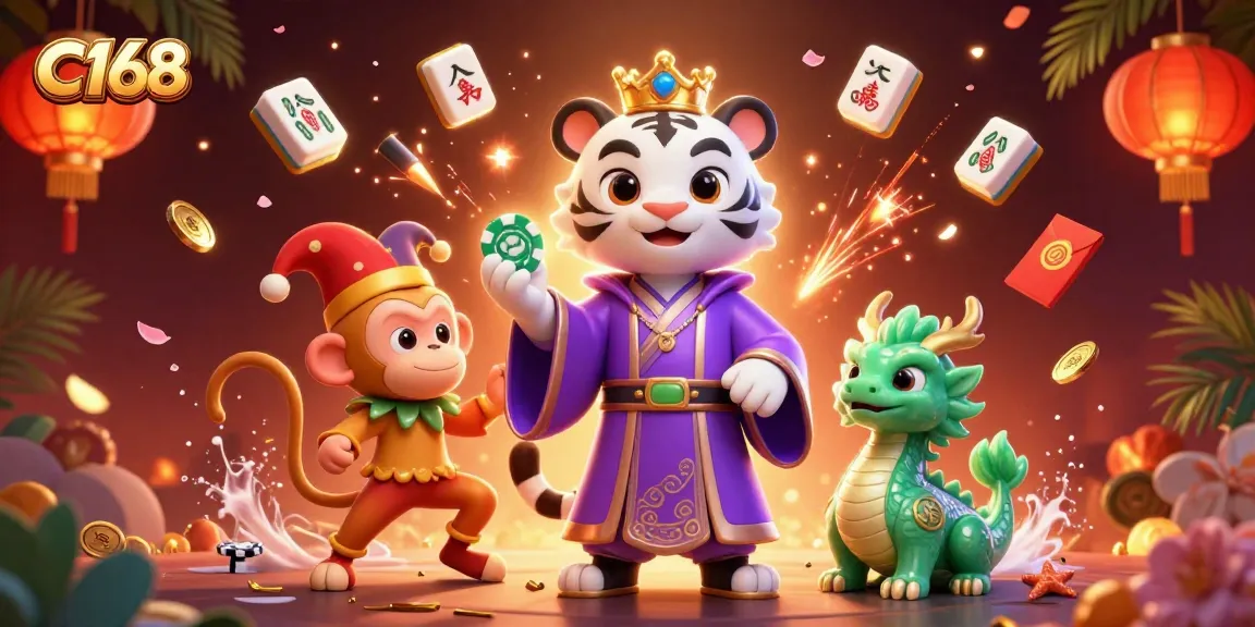 Win big at C168 with exciting gaming adventures featuring a golden monkey and a majestic white tiger.