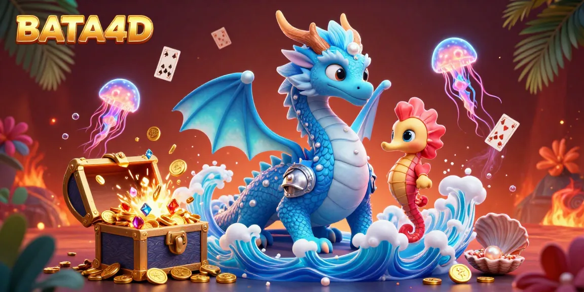 Engage with BATA4D through a vibrant underwater casino scene, showcasing a whimsical dragon and glowing elements.