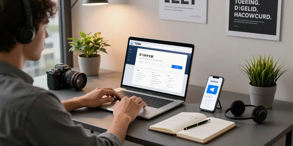 Engaged user exploring 纸飞机中文版 on a sleek laptop in a modern workspace.