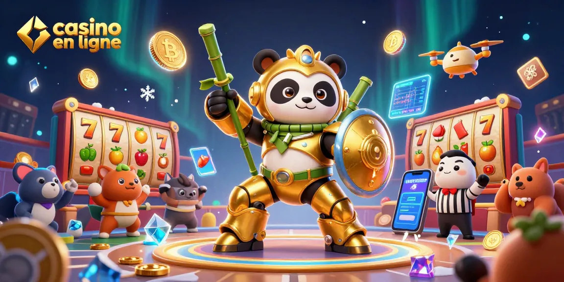 Jouez au casino en ligne avec des machines à sous et des jackpots dans une illustration colorée et dynamique.