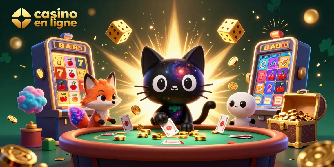 Profitez des jeux au casino en ligne avec un chat trou noir et un renard en nébuleuse.