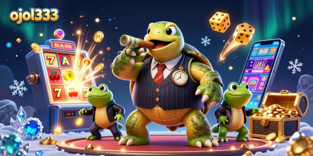 Engage in thrilling gameplay with ojol333 featuring a vibrant illustration of casino action.