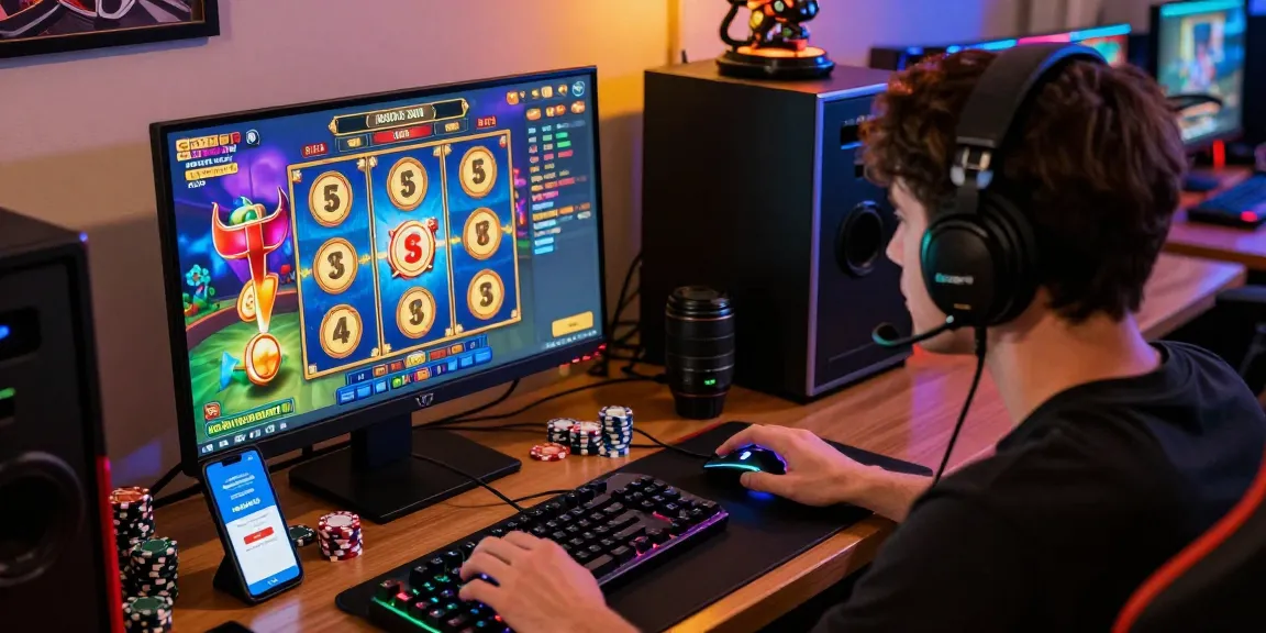 Player engaging in online gaming with a slot depo 1000 interface, showcasing exciting graphics and a cozy atmosphere.