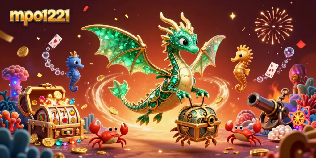 Engage with mpo1221's magical underwater casino scene filled with treasure and excitement.