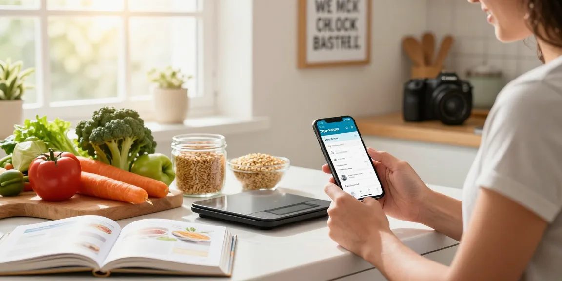 Using the best calorie tracker app to measure ingredients for a healthy meal.