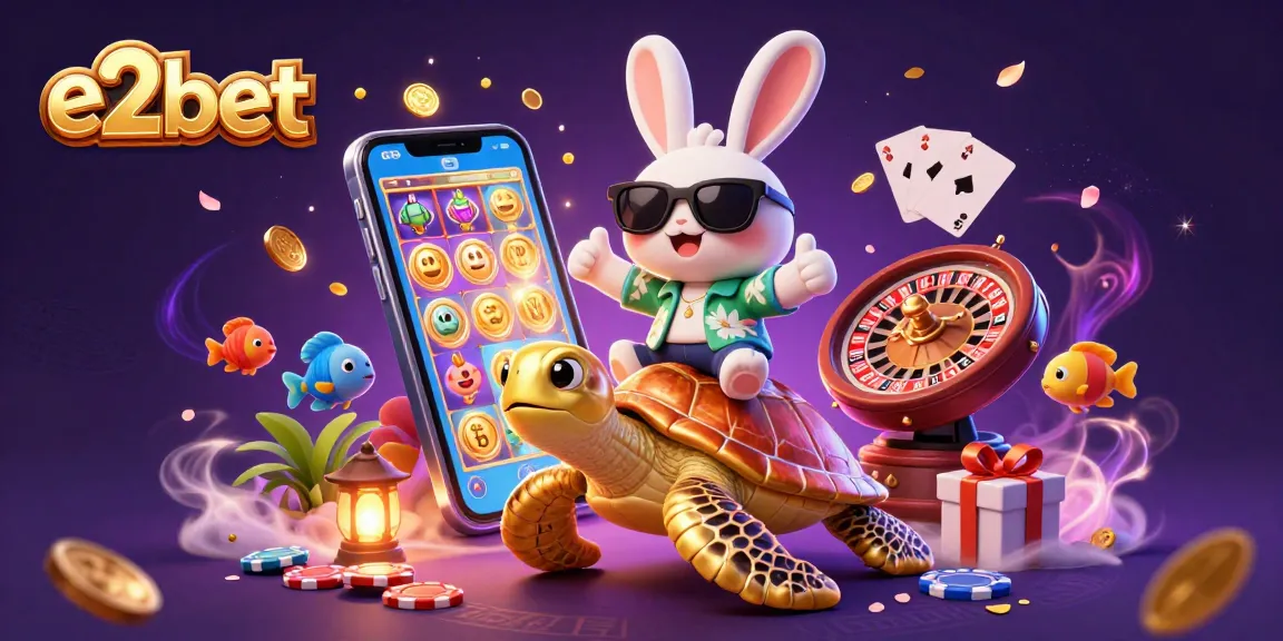 Experience e2bet thrills in an engaging 3D illustration with vibrant casino elements!