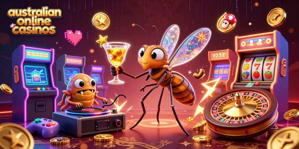 Experience vibrant australian online casinos action with dynamic characters and casino-themed elements.