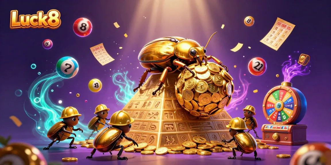 Experience Luck8's exciting world of betting with golden symbols and vibrant visuals in this dynamic casino illustration.