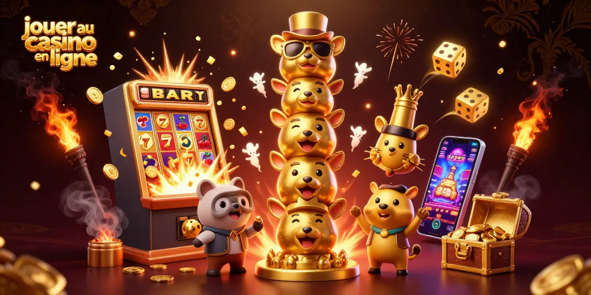Jouer au casino en ligne avec un totem et une machine à sous dynamique remplie de pièces d'or.