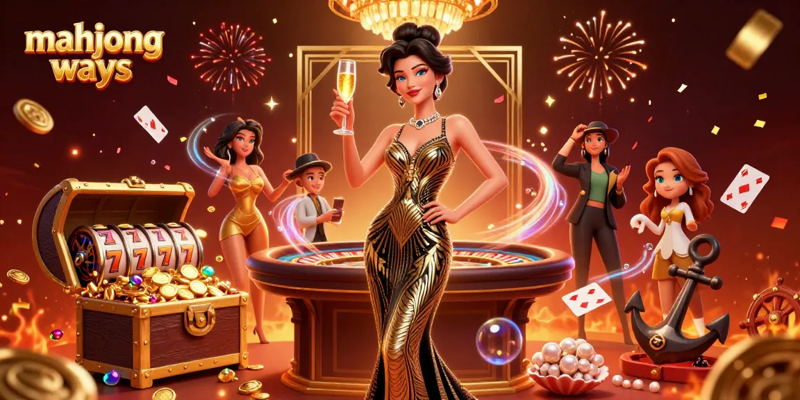 Experience the excitement of mahjong ways with an elegant Asian woman celebrating at a glamorous casino.