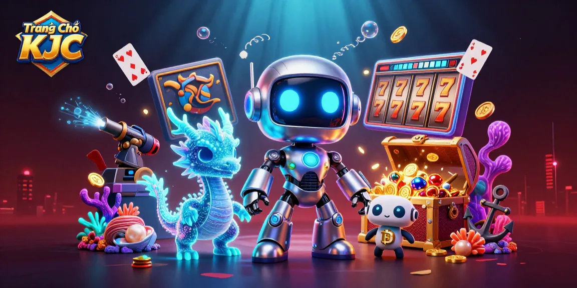 Play exciting games and win at Trang Chủ KJC with vibrant casino elements and engaging 3D characters.