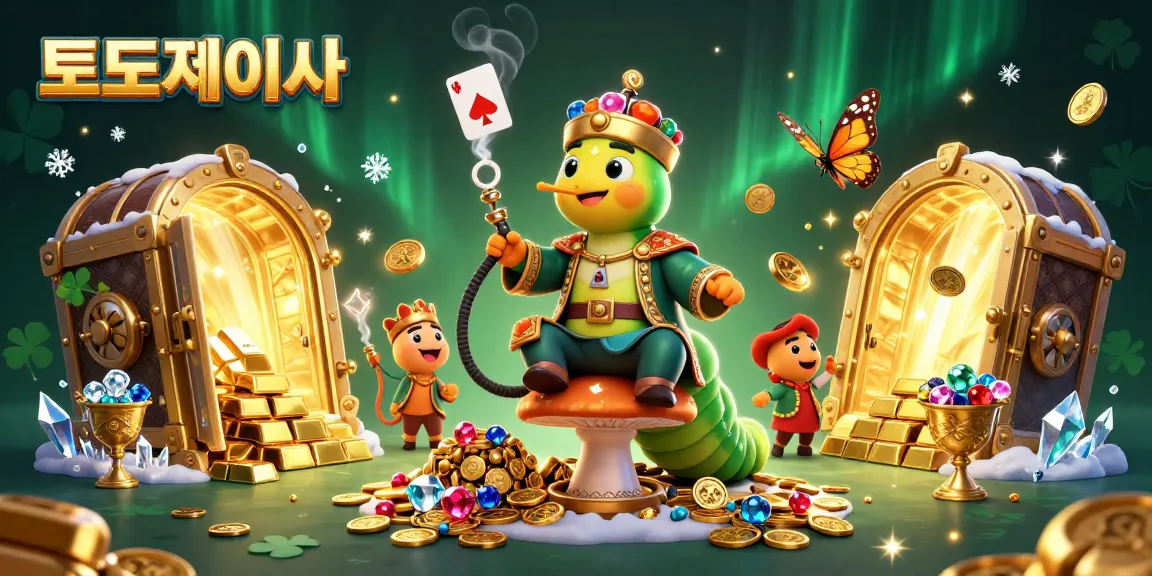 Engage with the dynamic 토토사이트 scene featuring a whimsical caterpillar master and casino treasures.