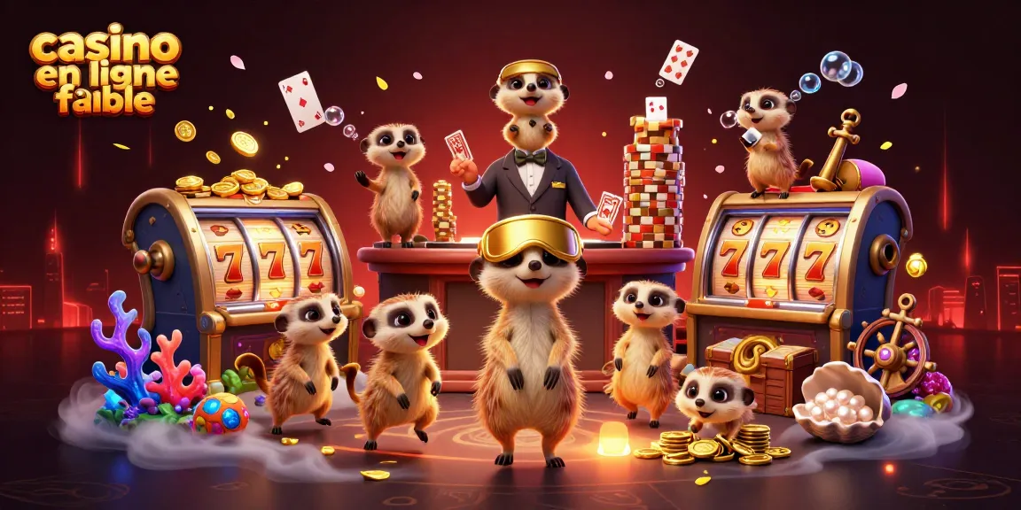 Célébrez un casino en ligne fiable avec des suricates jouant aux machines à sous et distribuant des cartes.