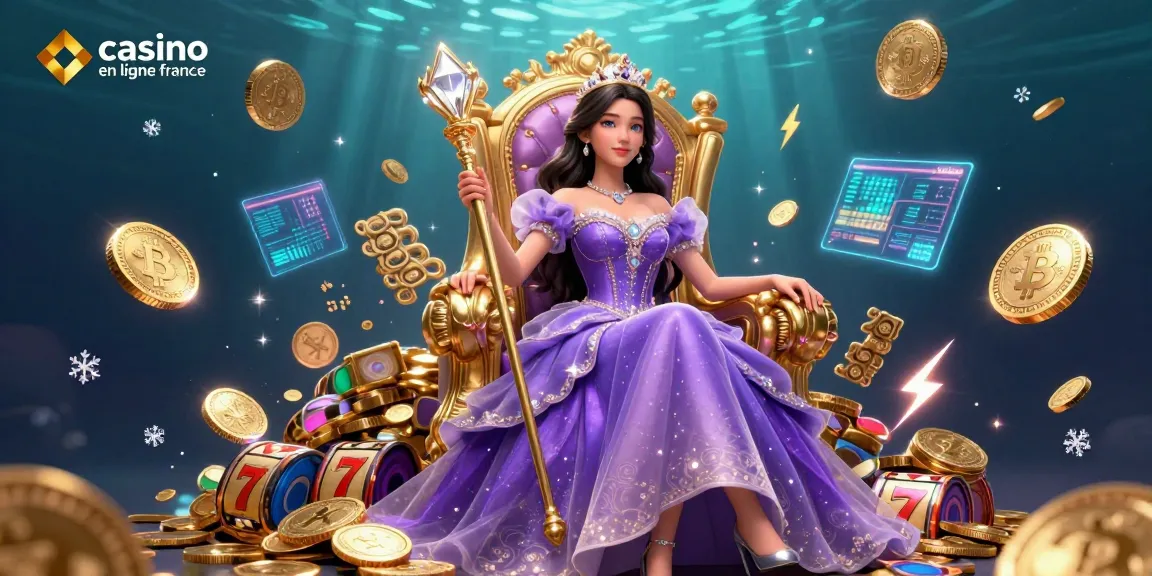Vivez le frisson du casino en ligne France avec une princesse majestueuse dans une scène 3D vibrante.
