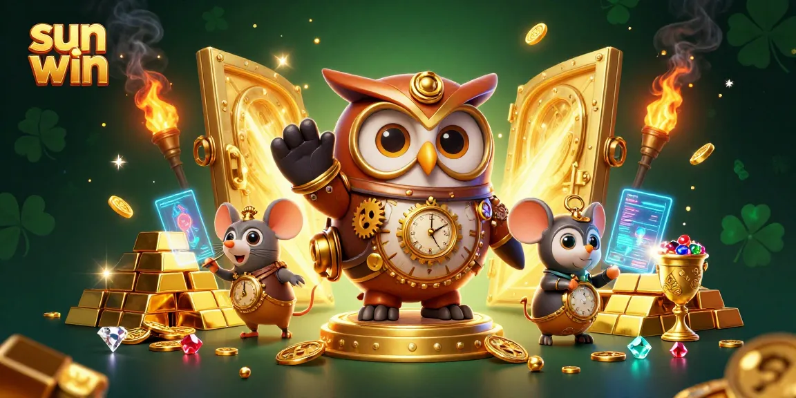 Win big at Sun Win with a captivating 3D illustration depicting an adventure in a vibrant casino.