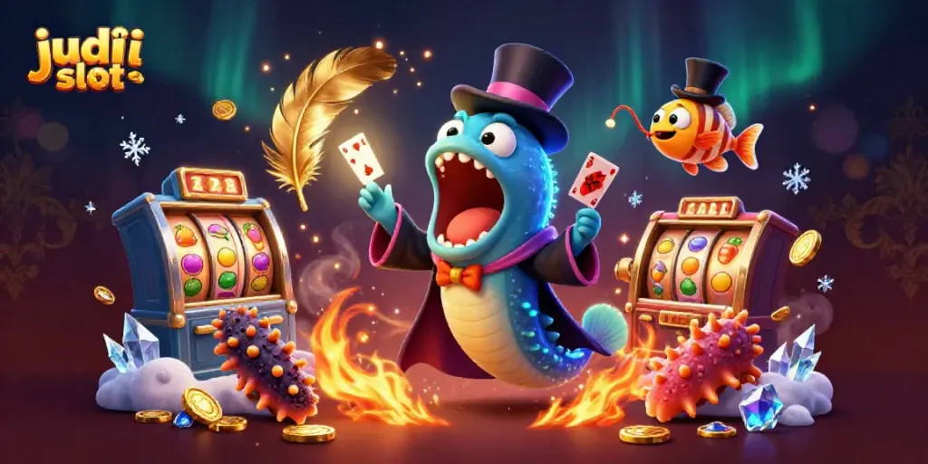 Memenangkan judi slot modern hari ini dengan pemandangan menarik dari karakter unik penampil sulap di lautan.