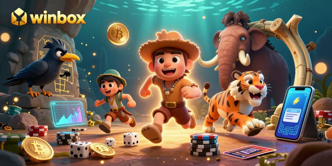 Join the winbox experience at this lively prehistoric casino filled with vibrant characters and crypto elements.