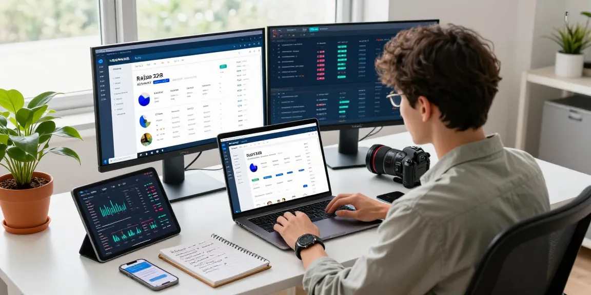Analyzing raja328 alternatif options in a modern workspace with vibrant technology.