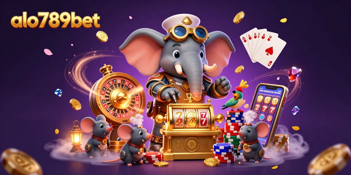 Win big with the lively characters of alo789bet in a dynamic steampunk casino scene filled with excitement.