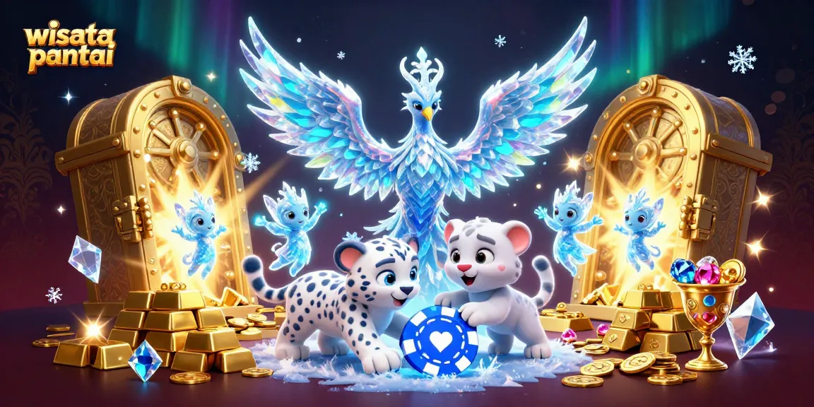 Engage in the excitement of wisata pantai with a vibrant casino illustration featuring a phoenix and ice sprites.