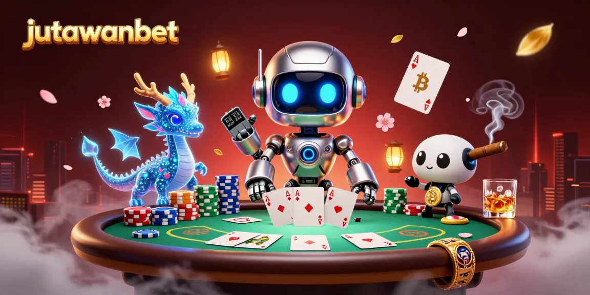 Experience thrilling poker action with jutawanbet's vibrant 3D casino illustration, showcasing an engaging scene.