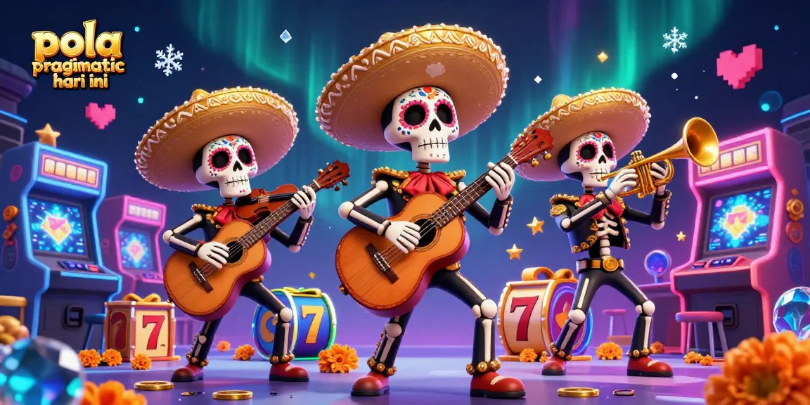 Engage in the excitement of pola pragmatic hari ini with a vibrant scene of mariachi skeletons and casino elements.