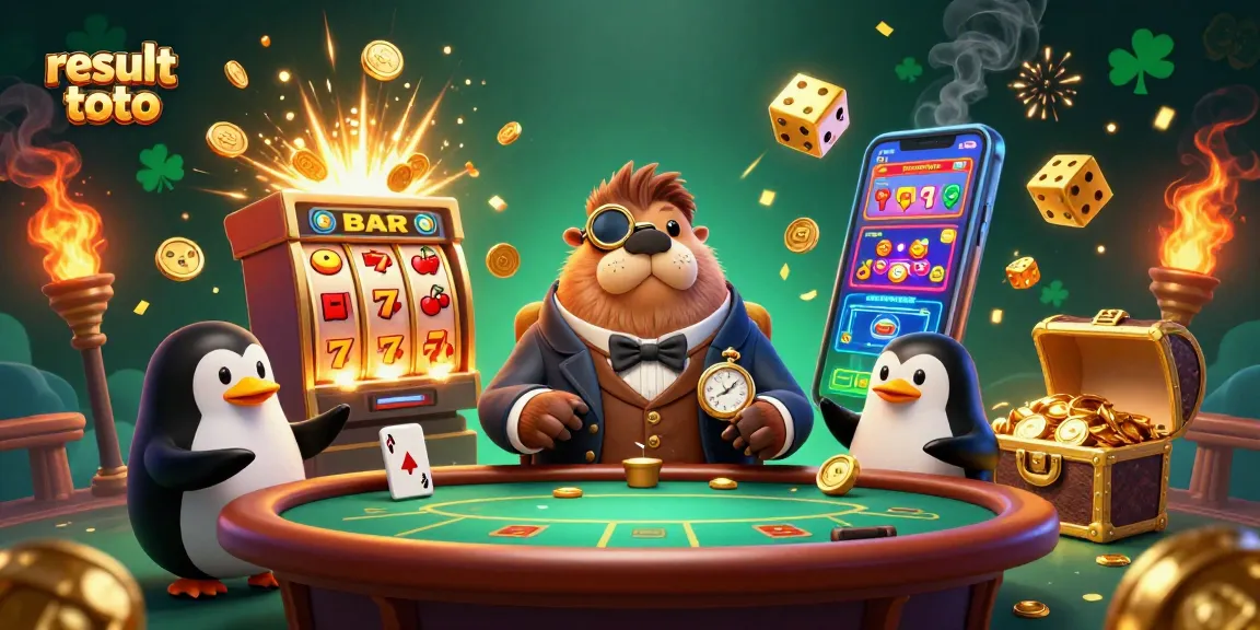 Experience thrilling result toto with the jolly walrus and friends in an underwater casino, showcasing exciting gaming elements.