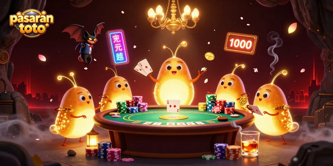 Experience the excitement of pasaran toto with a lively casino scene illuminated by glowworms.
