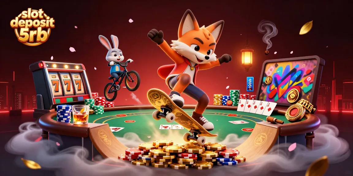 Experience thrilling fun with slot deposit 5rb in a vibrant 3D casino-themed scene.