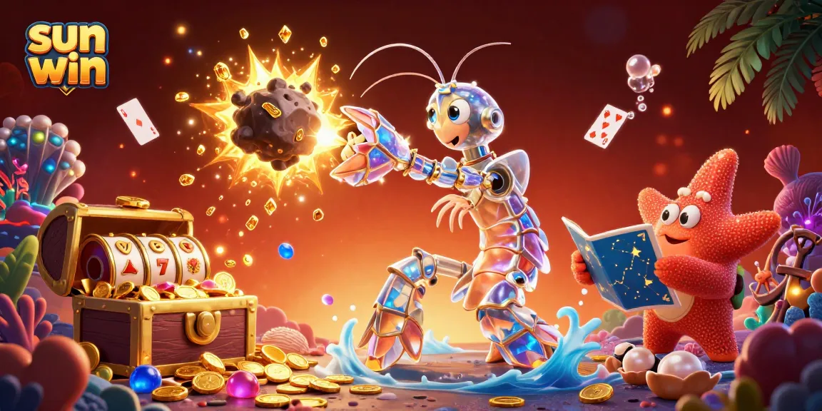 Experience thrilling gameplay at sun win with exciting slots and vibrant treasure scenes.