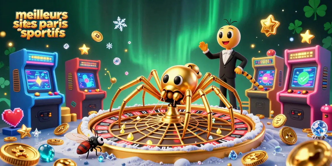 Meilleurs sites de paris sportifs avec une araignée dorée au centre et un croupier centipède