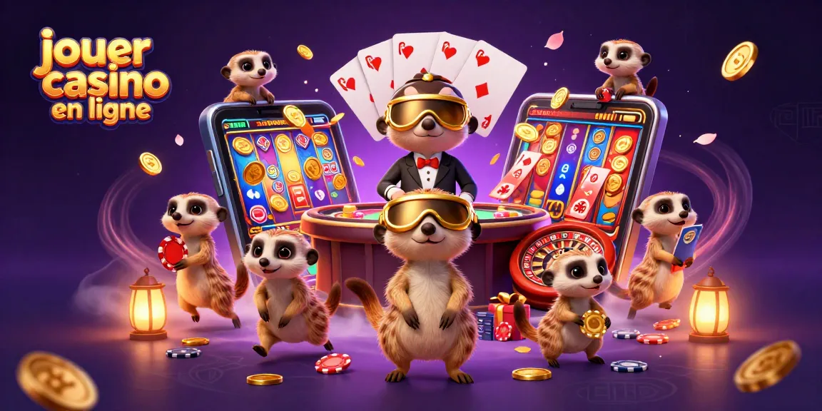 Jouez au casino en ligne avec une scène animée de suricates gérant un casino.