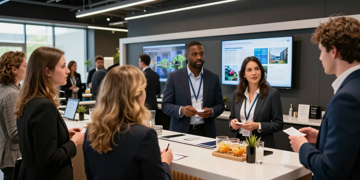 Bradley Robinson Alabama networking at a tech event, engaging with professionals in a dynamic urban setting.