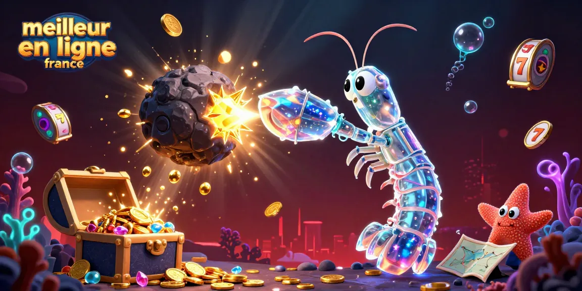 Explorez le meilleur casino en ligne France avec cette illustration dynamique, révélant des trésors et des jeux captivants.