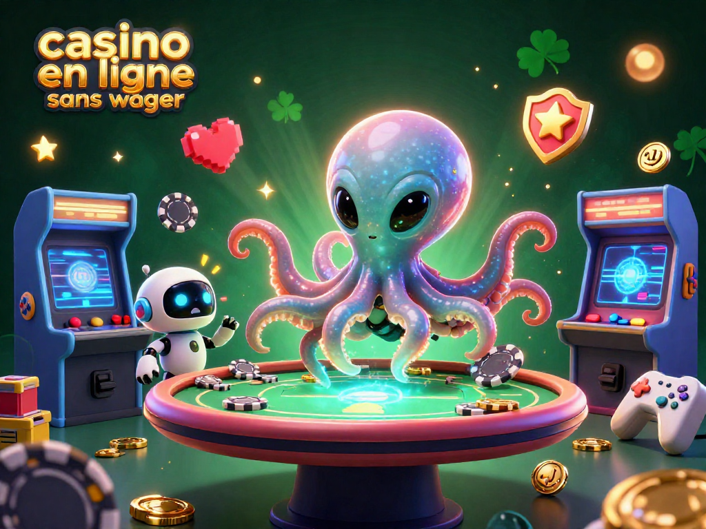 Jouez au casino en ligne sans wager avec cette illustration d'une scène ludique remplie de jeux et de casino.