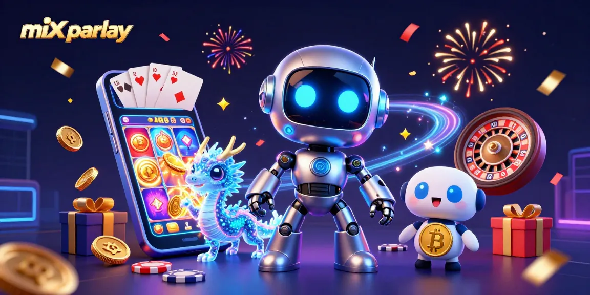 Bet on mix parlay to win big! Engage with a vibrant 3D illustration featuring futuristic casino elements.