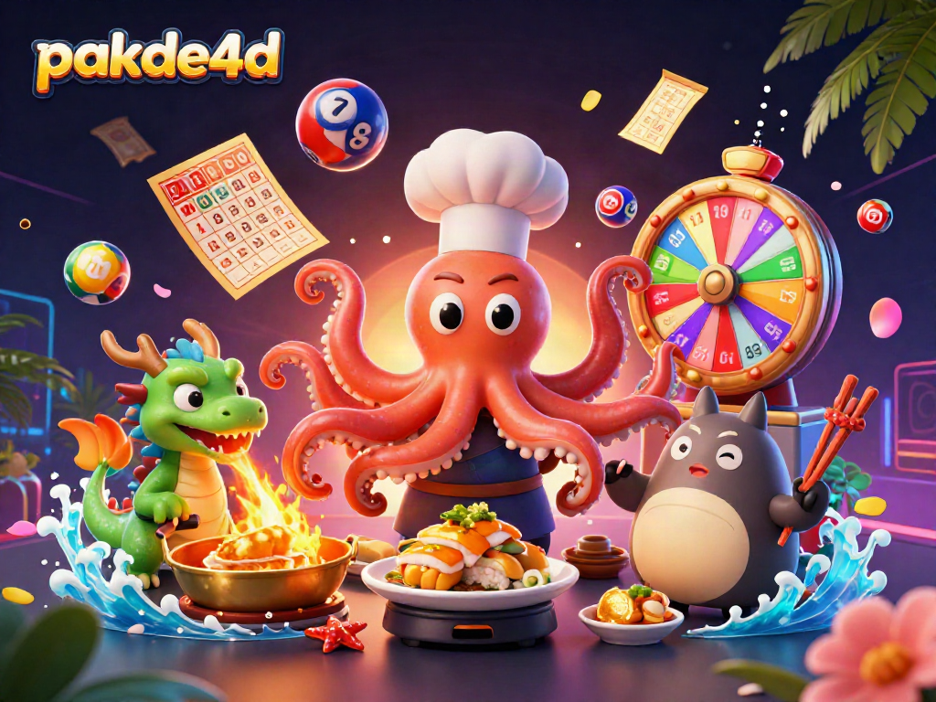Experience pakde4d with vibrant lottery elements and dynamic 3D characters in a lively casino scene.