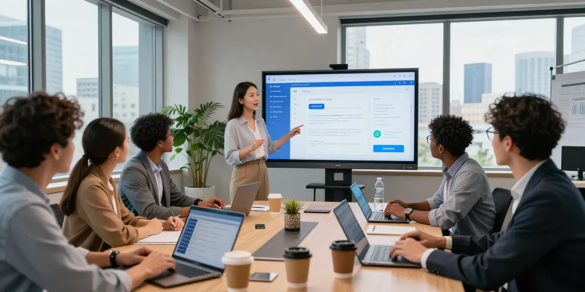 Collaborative team using wps下载 to enhance productivity in a modern office.